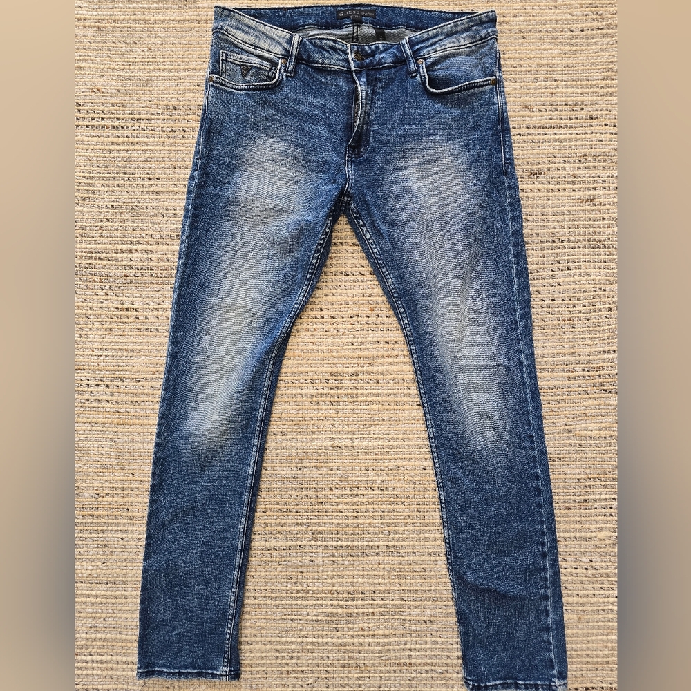 Guess Blue Skinny Jeans with Natural Fading Size 34